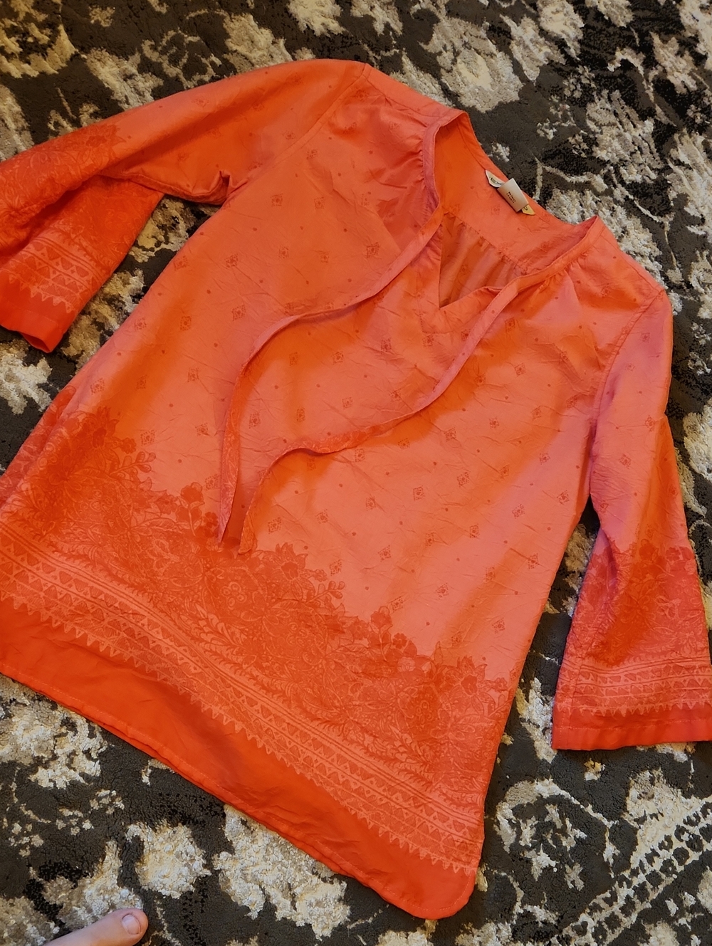 Exofficio Coral Tie-Neck Embroidered Tunic